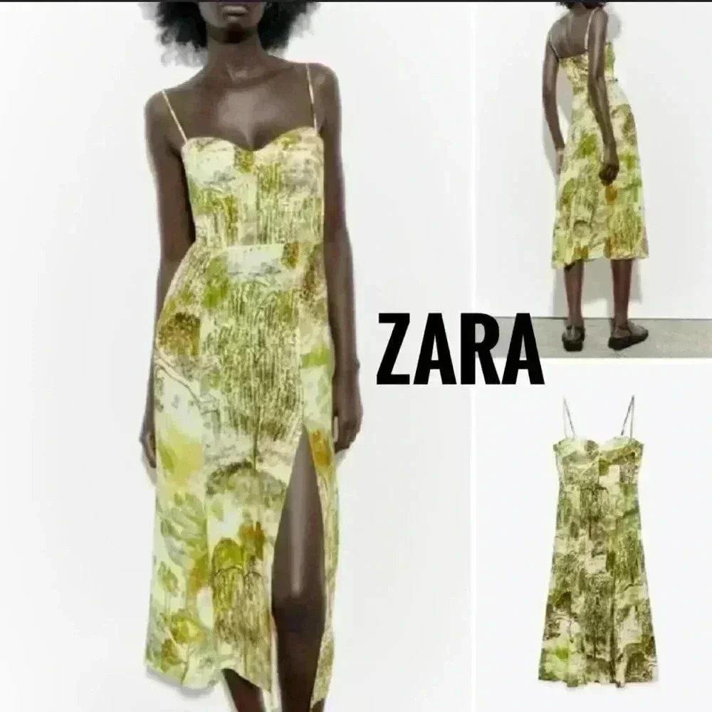BNWT Zara Prinited MIDI Dress size L retail $79.90+tax - Picture 1 of 5
